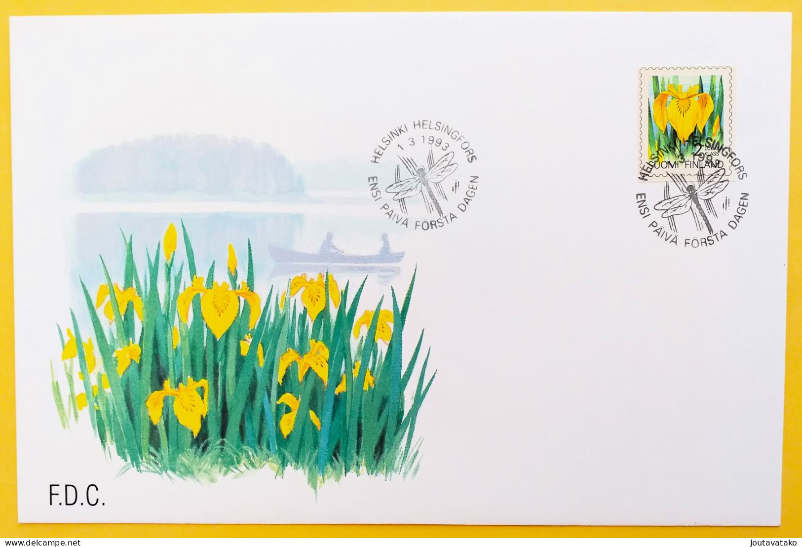 Finland FDC 1993 - Regional Flowers - Yellow Iris - MiNo 1199 - FDC