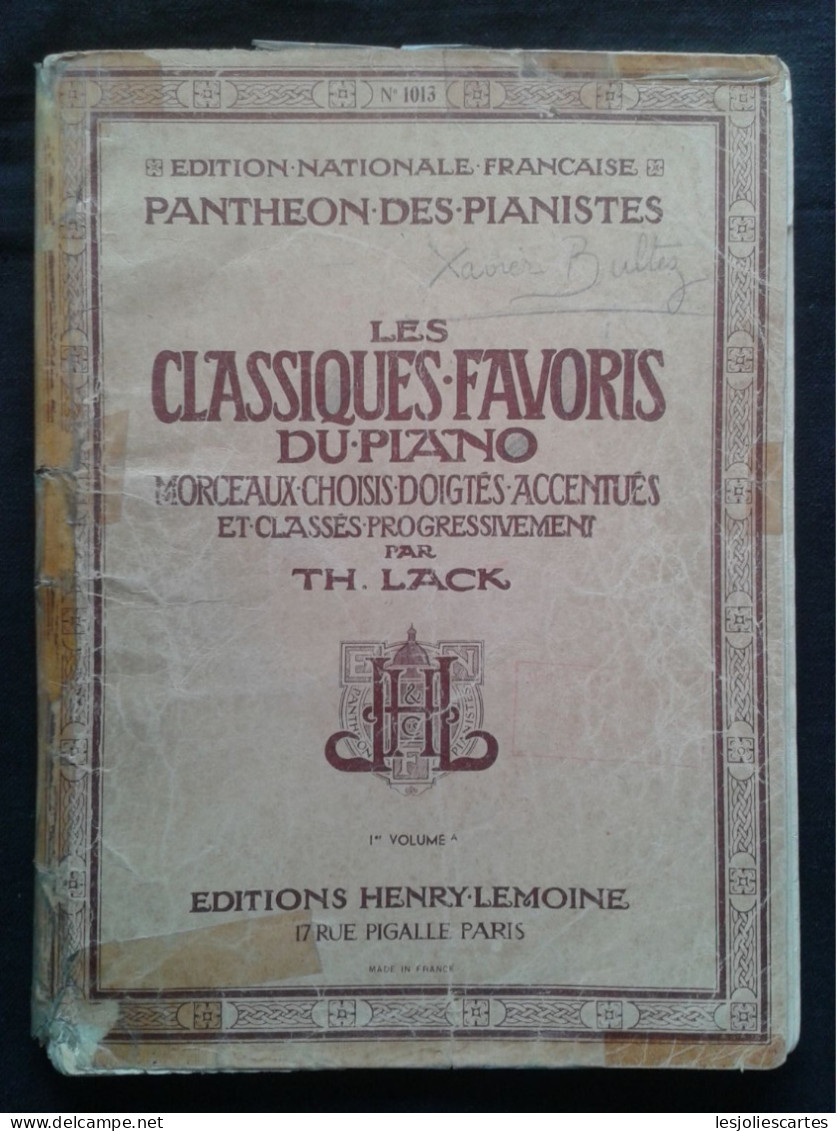 LES CLASSIQUES FAVORIS DU PIANO 1ER VOLUME TH LACK HENRY LEMOINE PARTITION - Strumenti A Tastiera