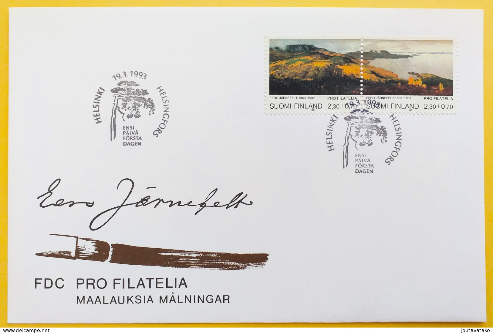 Finland FDC 1993 - Pro Filatelia - Autumn Landscape At Pielisjärvi, Painter Eero Järnefelt - MiNo 1200, 1201 - FDC