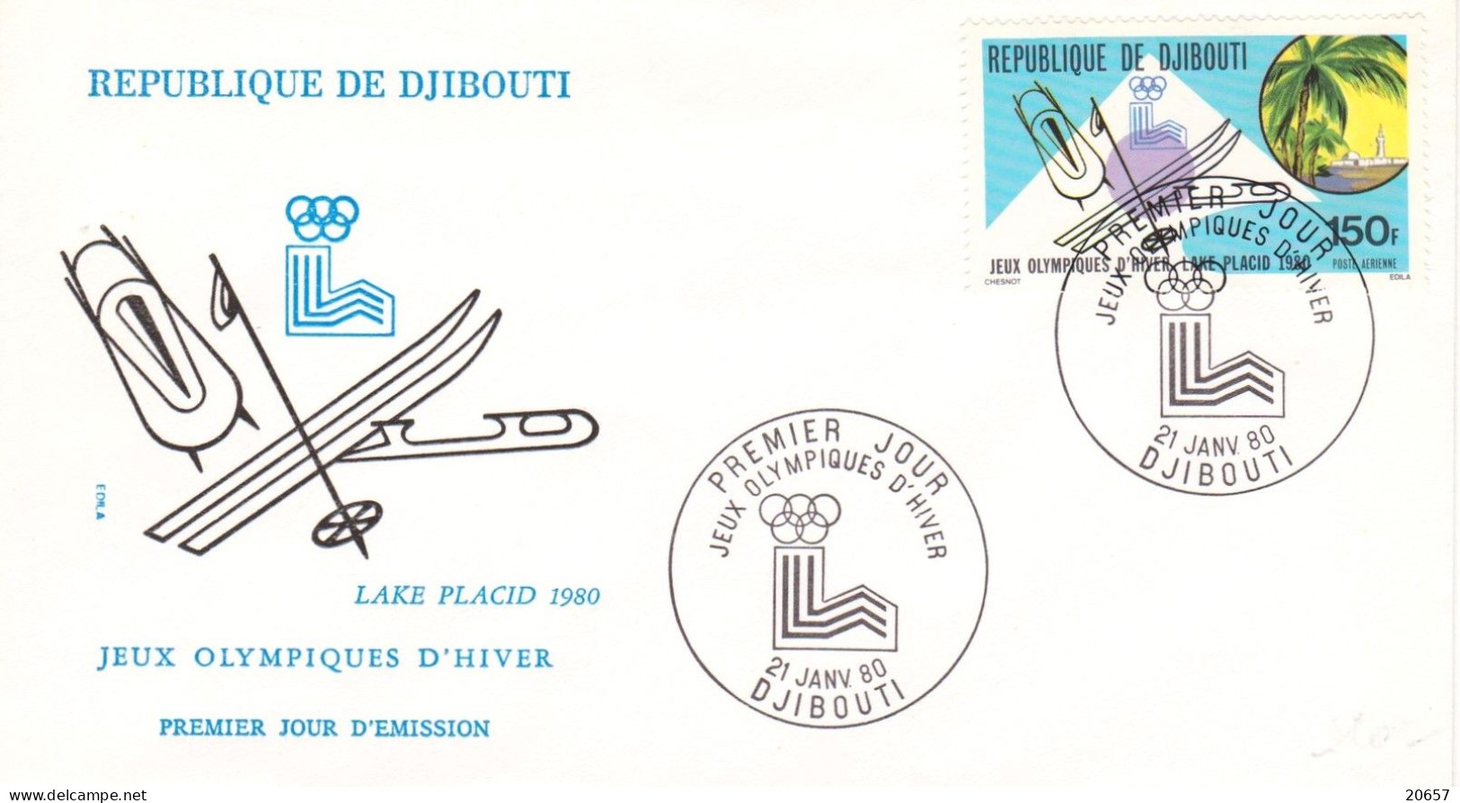 Djibouti A 134 Fdc JO Lake Placid 80 USA - Hiver 1980: Lake Placid