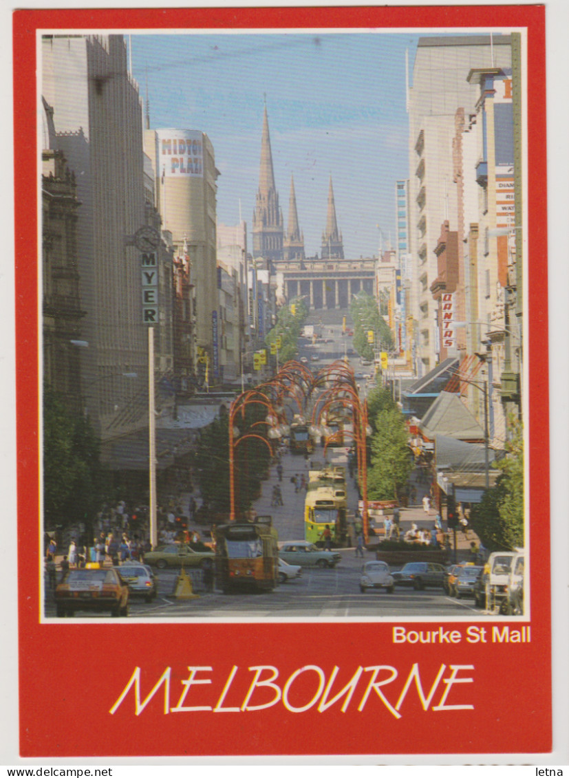 AUSTRALIA VICTORIA VIC Tram Cars Bourke Street Mall MELBOURNE Nucolorvue 11ML293 Postcard C1980s - Melbourne