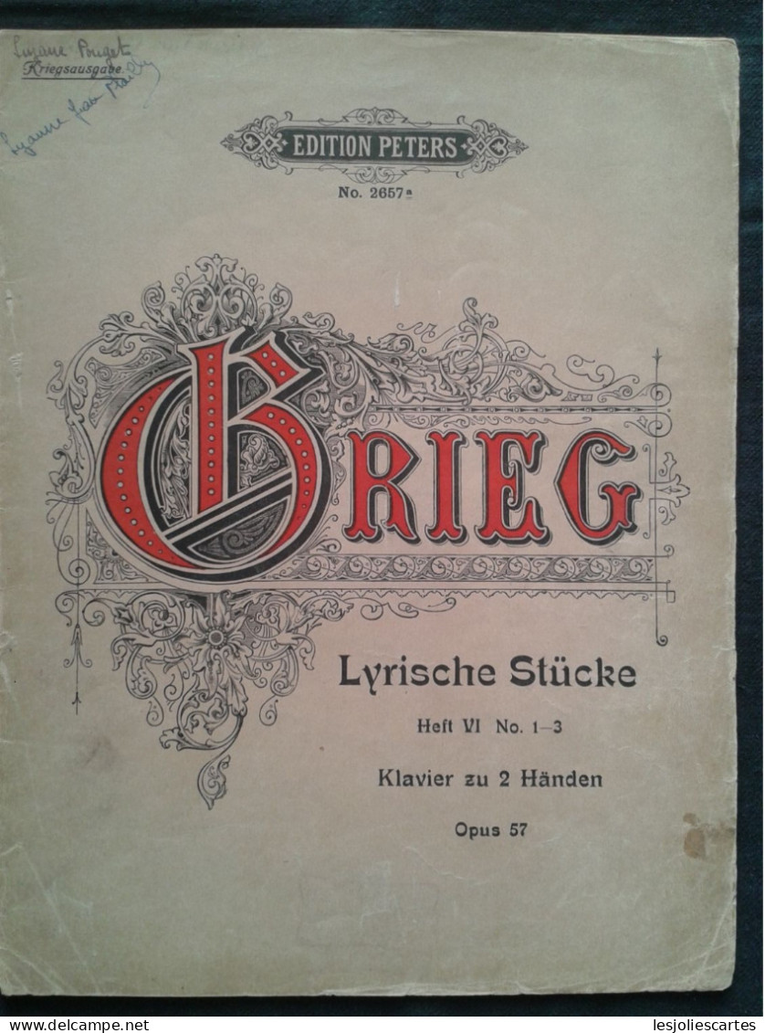 GRIEG LYRISCHE STUCKE HEFT VI NO 1 3 OP 57               PARTITION MUSIQUE                EDITION PETERS  PARTITION ANCI - Klavierinstrumenten