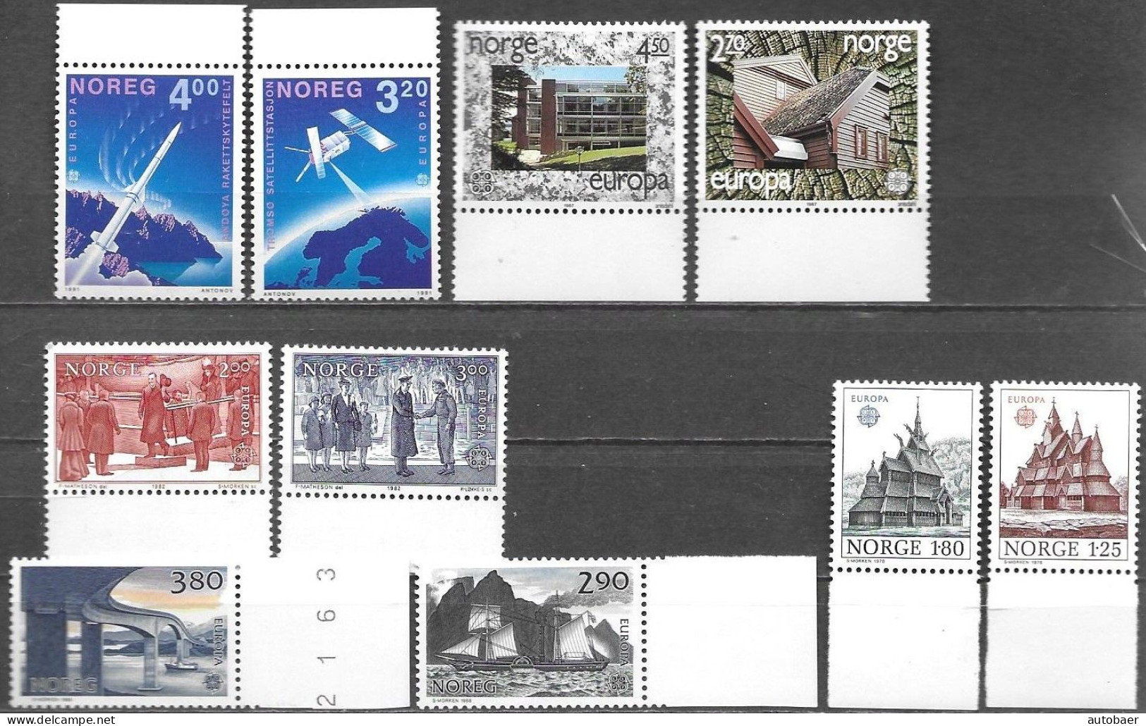 Norway Norge Lot Europa Cept 1978,1982,1987,1988,1991 Complete Series MNH Neuf ** Postfrisch - Sammlungen