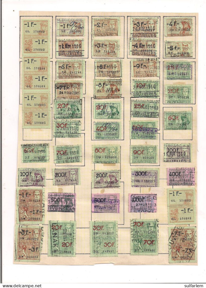 Belgique Timbres Fiscaux Lot (Ri) - Marken