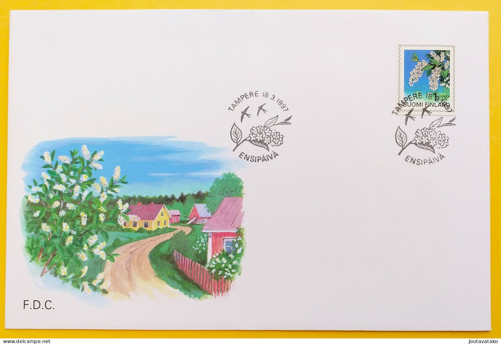 Finland FDC 1997 - Regional Flowers - Bird Cherry, Hackberry - MiNo 1381 - FDC