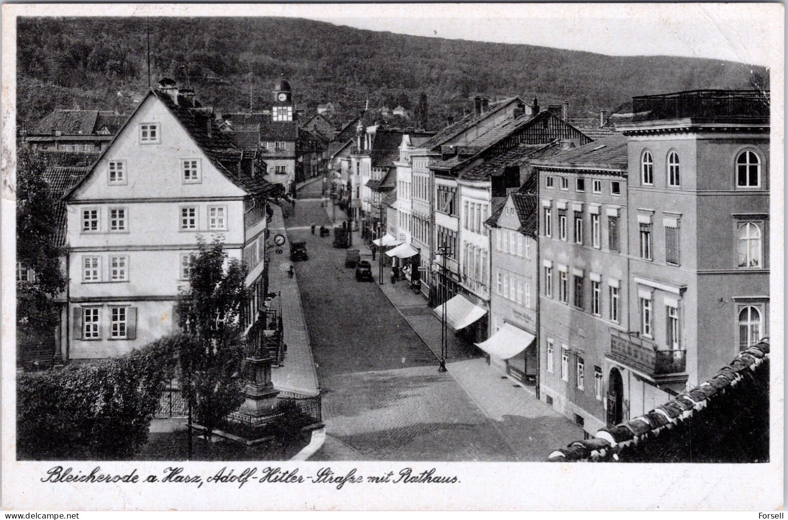 Bleicherode A. Harz, Adolf-Hitler-Strasse Mit Rathaus (3.Reich Stempel & Bahnpoststempel 1941 , Feldpost) - Bleicherode