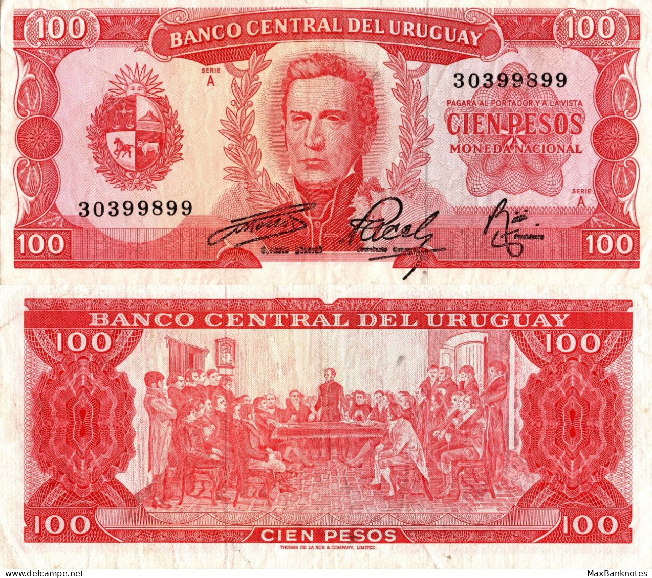 Uruguay / 100 Pesos / 1967 / P-47(a) / VF - Uruguay