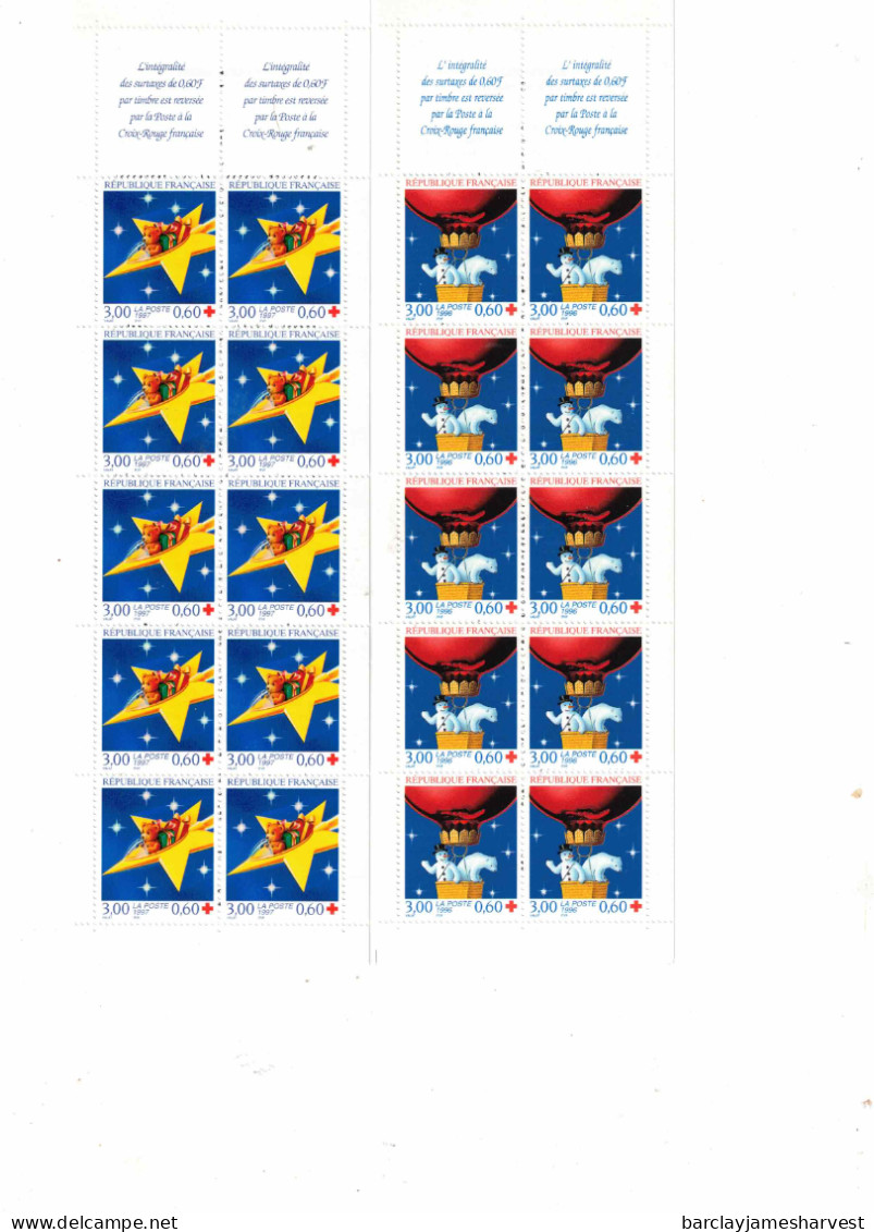 2 Carnets Croix-Rouge, Faciale  3.00 Francs Valeur Faciale 60.00francs Soit : 9.14 Euros - Journée Du Timbre