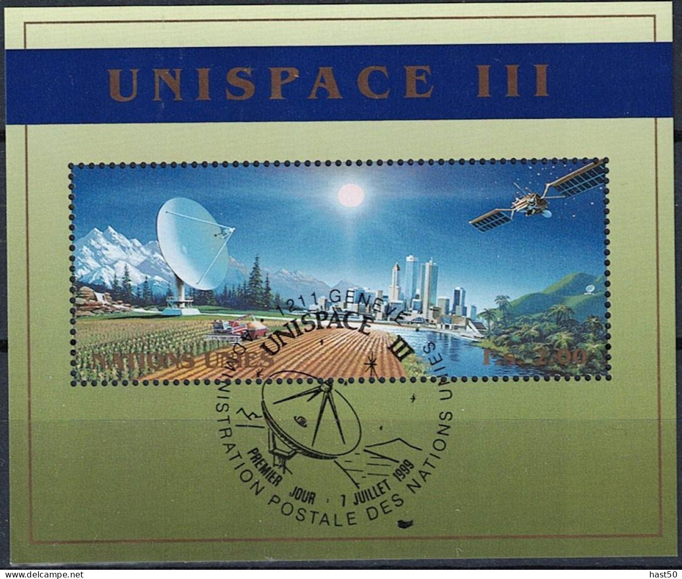 UN Genf  Geneva Geneve - UNISPACE III (MiNr: Bl. 11) 1999 - Gest Used Obl - Blokken & Velletjes