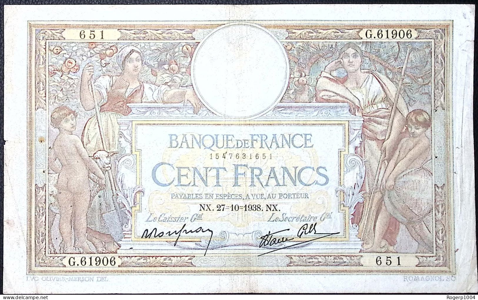 FRANCE * 100 Francs * LOM * 27/10/1938 * Fay 25.33 * Etat/Grade TB+/FF - 100 F 1908-1939 ''Luc Olivier Merson''