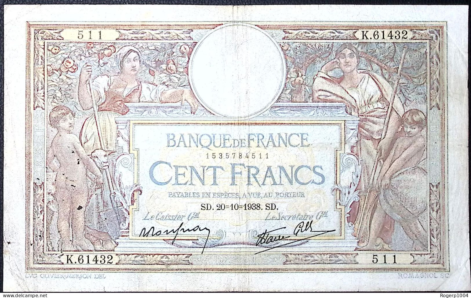 FRANCE * 100 Francs * LOM * 20/10/1938 * Fay 25.32 * Etat/Grade TB+/FF - 100 F 1908-1939 ''Luc Olivier Merson''