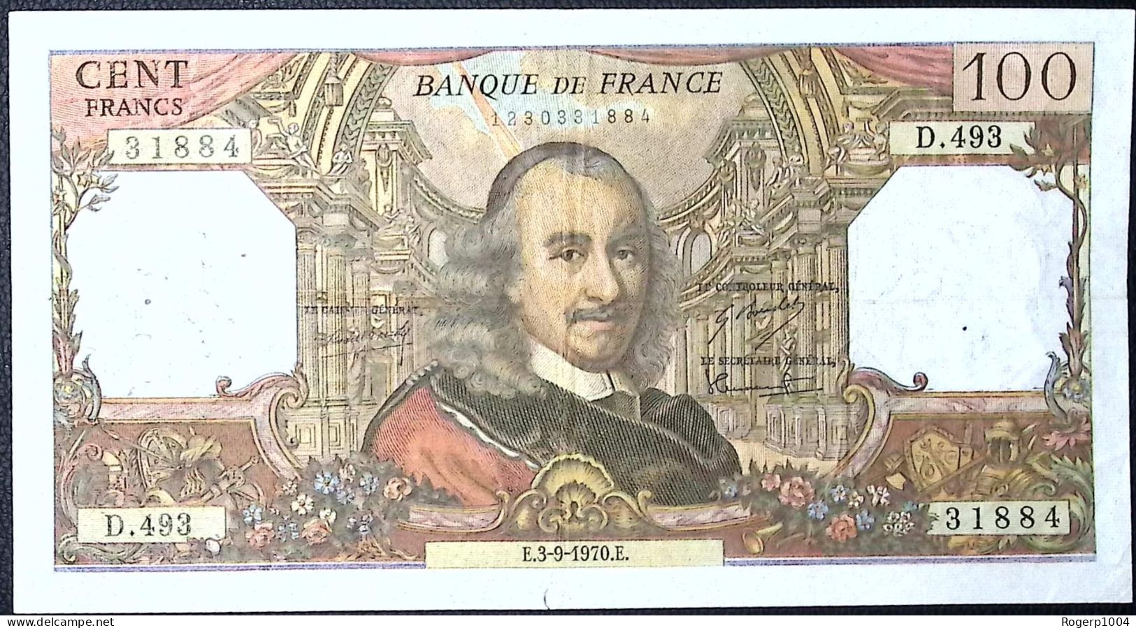 FRANCE * 100 Francs * Corneille * 03/09/1970* Fay 65.32 * Etat/Grade TTB/VF * - 100 F 1964-1979 ''Corneille''