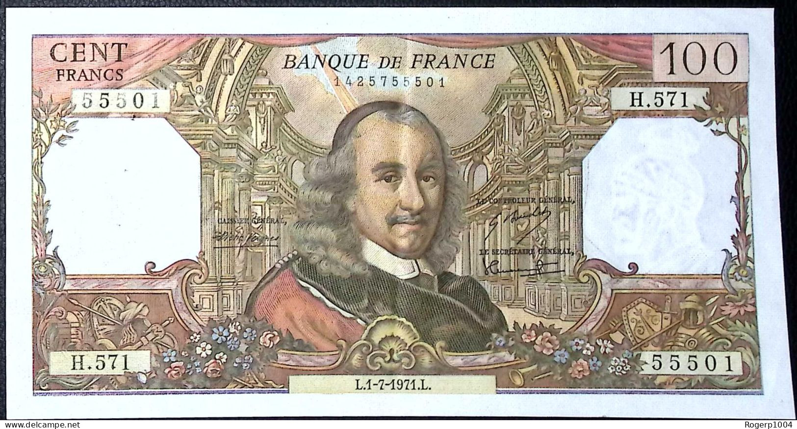 FRANCE * 100 Francs * Corneille * 01/07/1971* Fay 65.36 * Etat/Grade SUP+/XXF * - 100 F 1964-1979 ''Corneille''