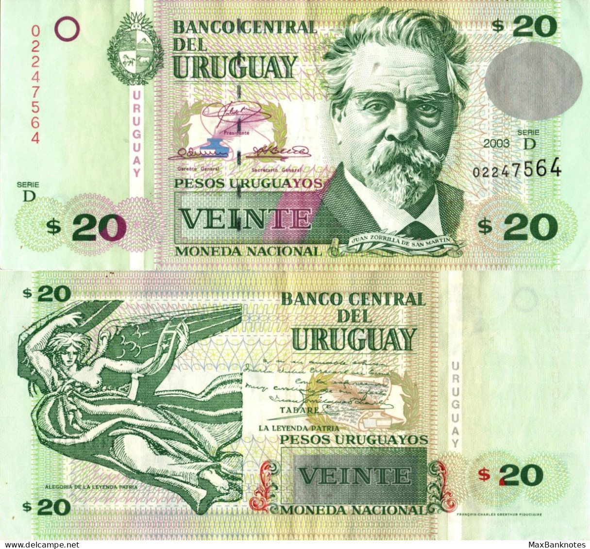 Uruguay / 20 Pesos / 2003 / P-83A(a) / XF - Uruguay