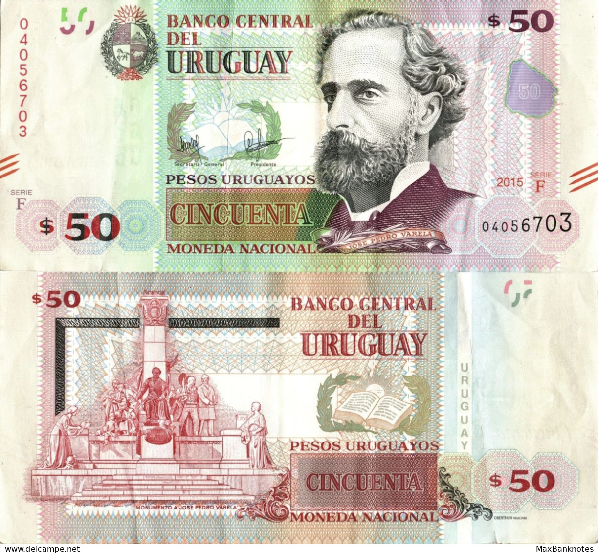 Uruguay / 50 Pesos / 2015 / P-94(a) / XF - Uruguay