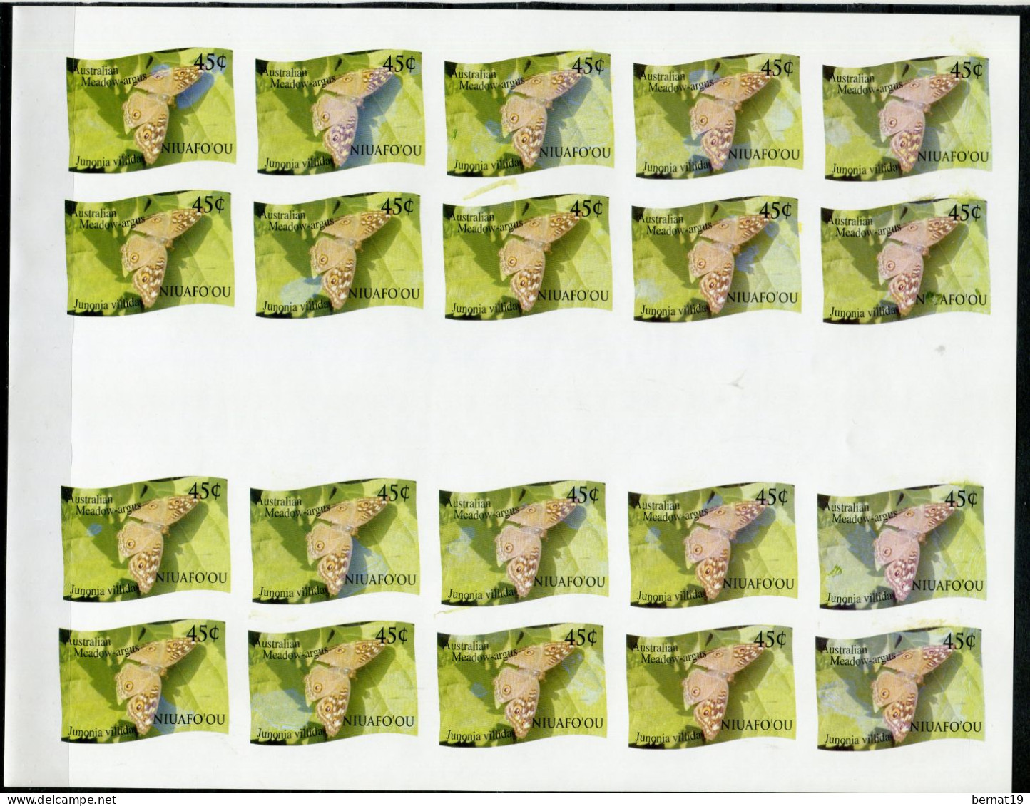 Tonga-Niuafo'ou 2012. Yvert 321-32 X 20 En Pliegos NO DENTADO ** MNH Butterflies (VC 1.800€) - Tonga (1970-...)