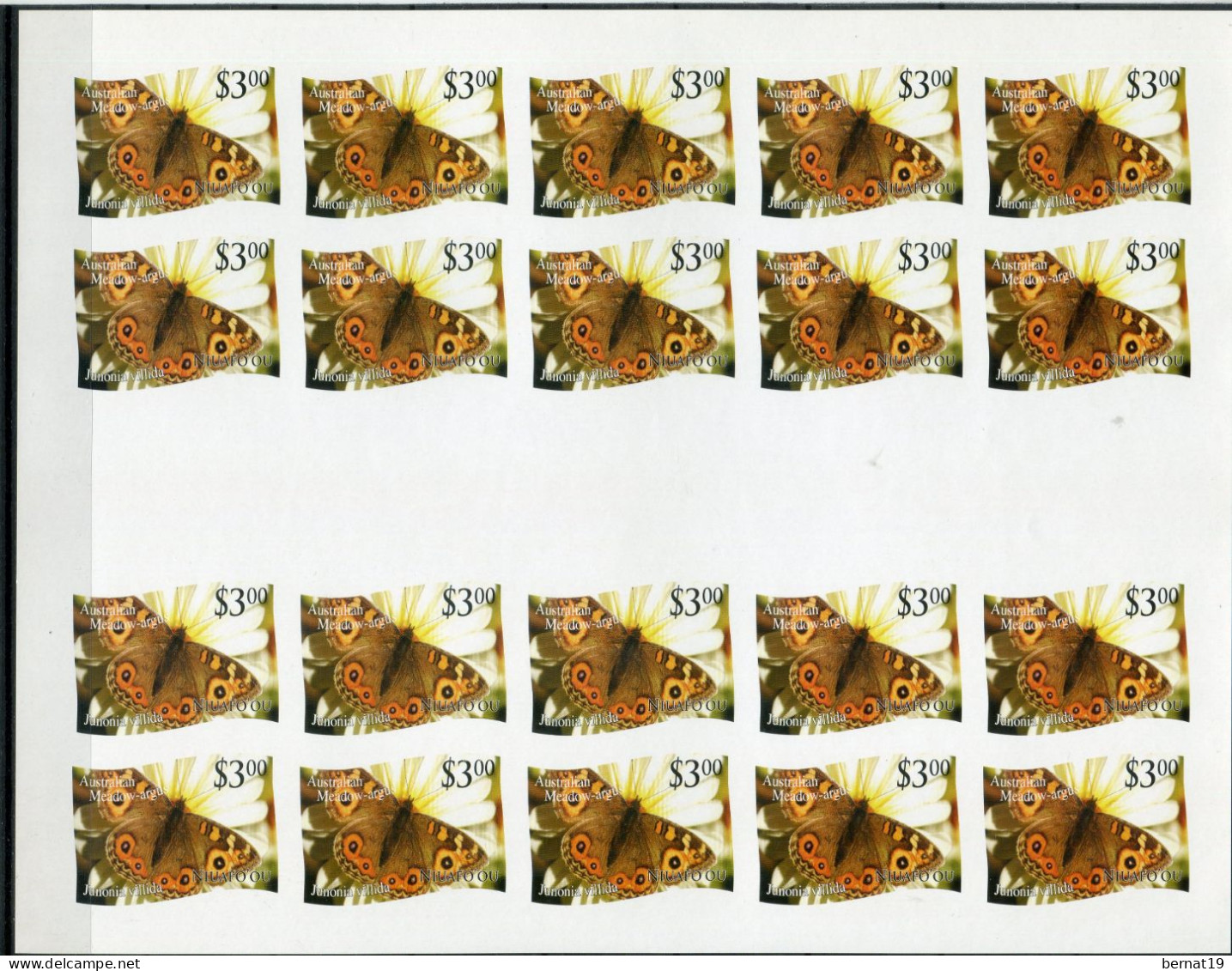 Tonga-Niuafo'ou 2012. Yvert 321-32 x 20 en pliegos NO DENTADO ** MNH Butterflies (VC 1.800€)