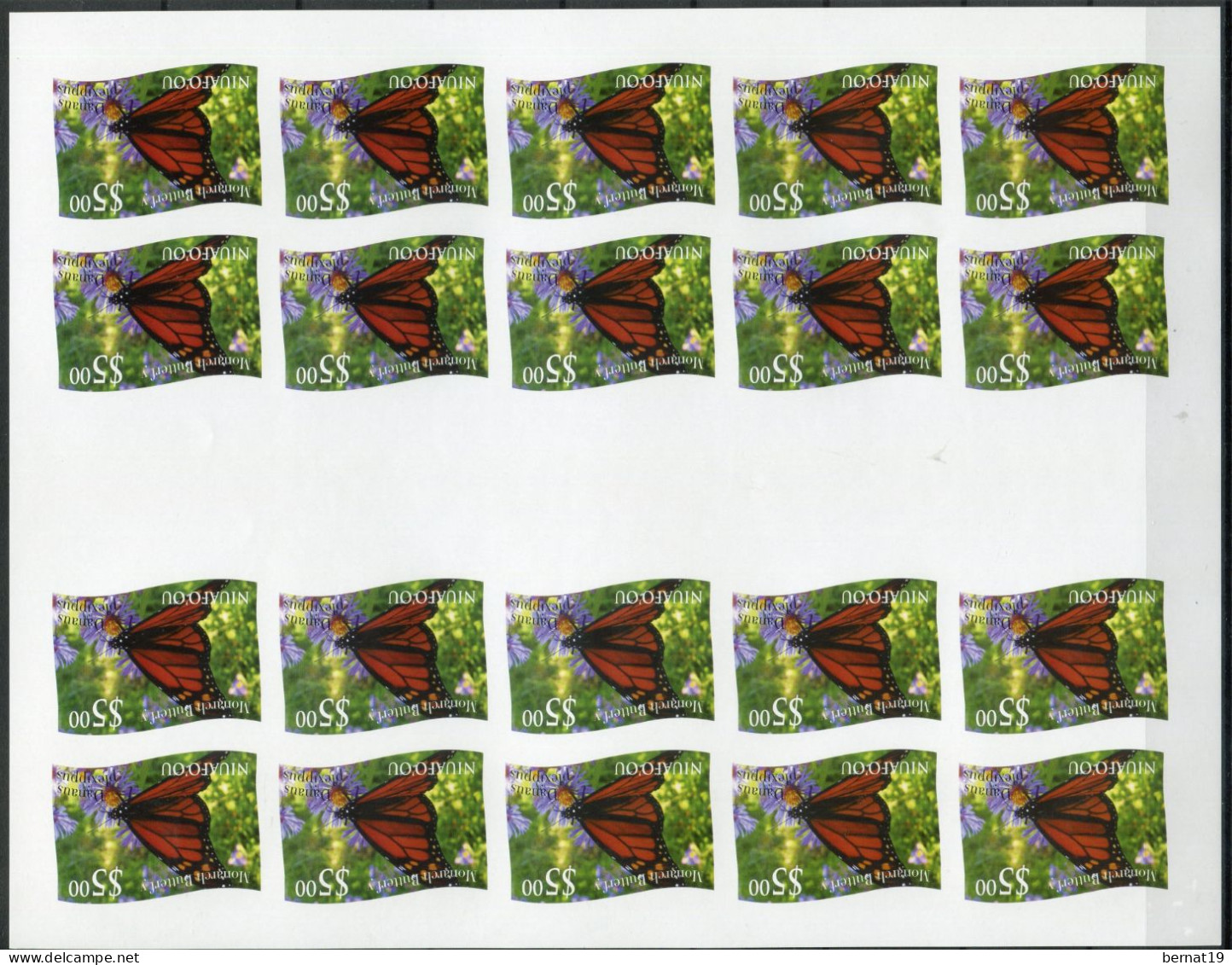 Tonga-Niuafo'ou 2012. Yvert 321-32 x 20 en pliegos NO DENTADO ** MNH Butterflies (VC 1.800€)