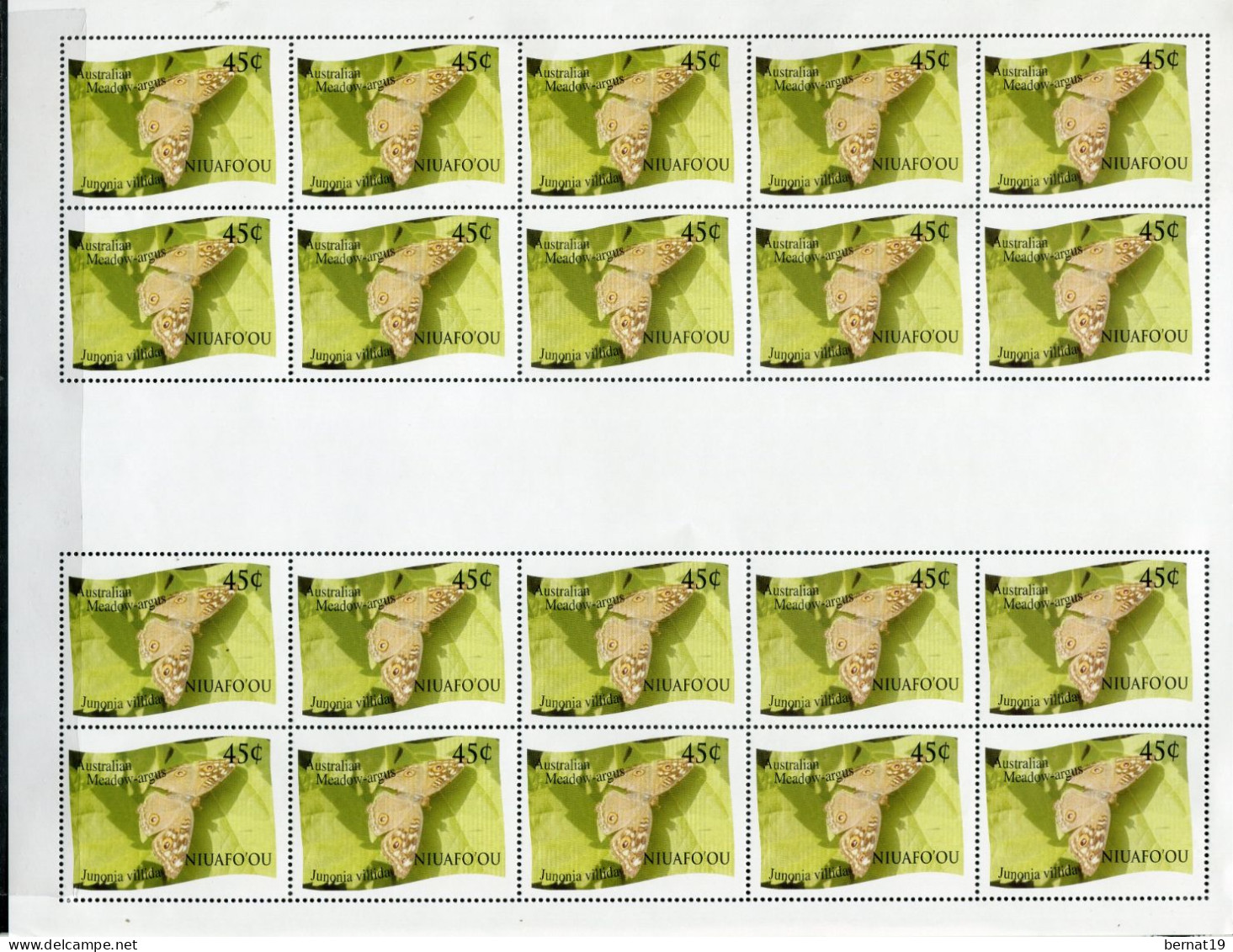 Tonga-Niuafo'ou 2012. Yvert 321-32 X 20 En Pliegos ** MNH Butterflies (VC 1.800€) - Tonga (1970-...)