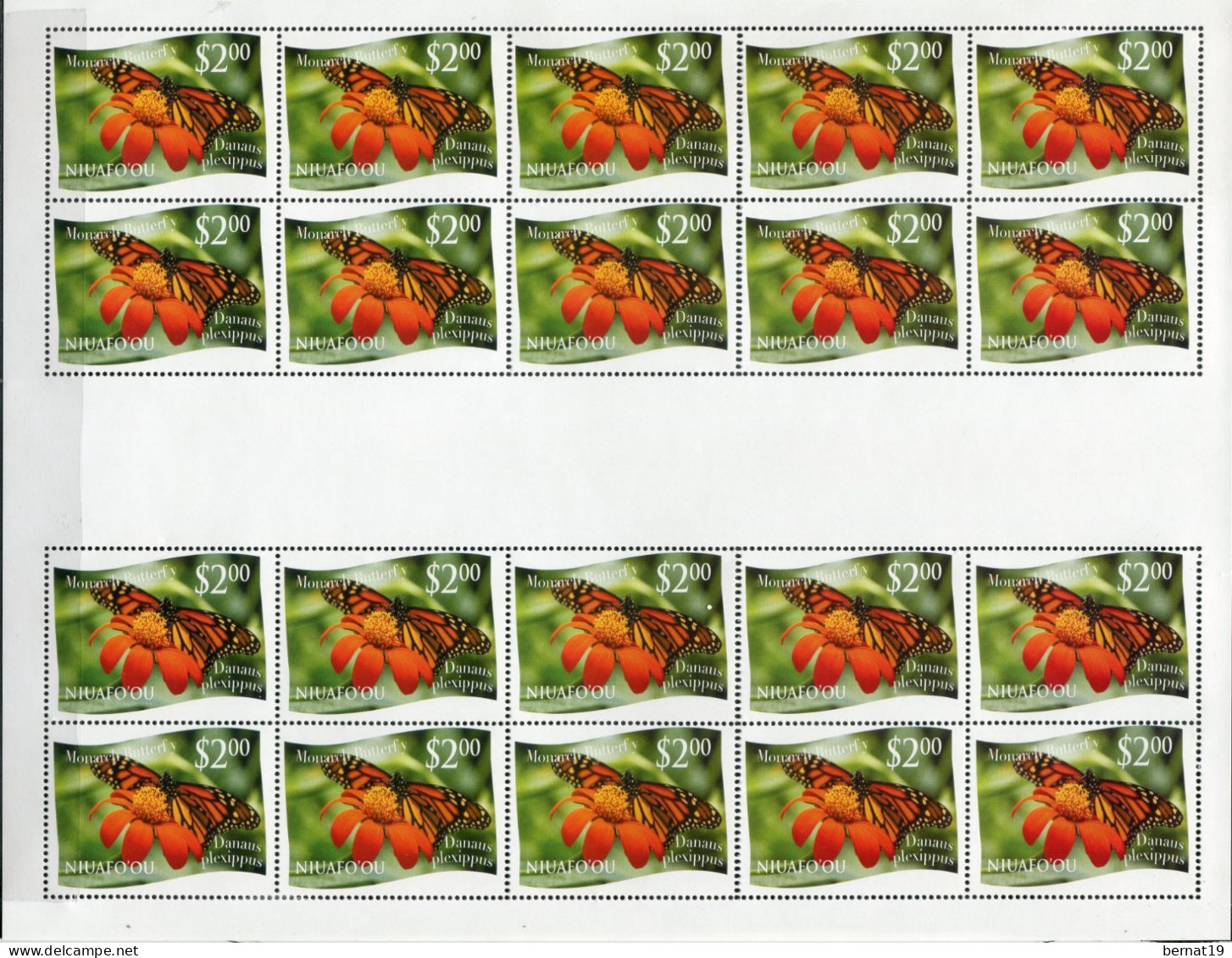 Tonga-Niuafo'ou 2012. Yvert 321-32 X 20 En Pliegos ** MNH Butterflies (VC 1.800€) - Tonga (1970-...)