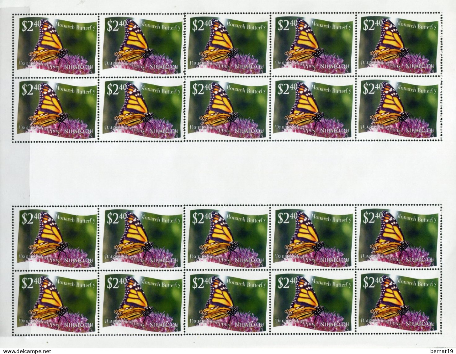 Tonga-Niuafo'ou 2012. Yvert 321-32 X 20 En Pliegos ** MNH Butterflies (VC 1.800€) - Tonga (1970-...)