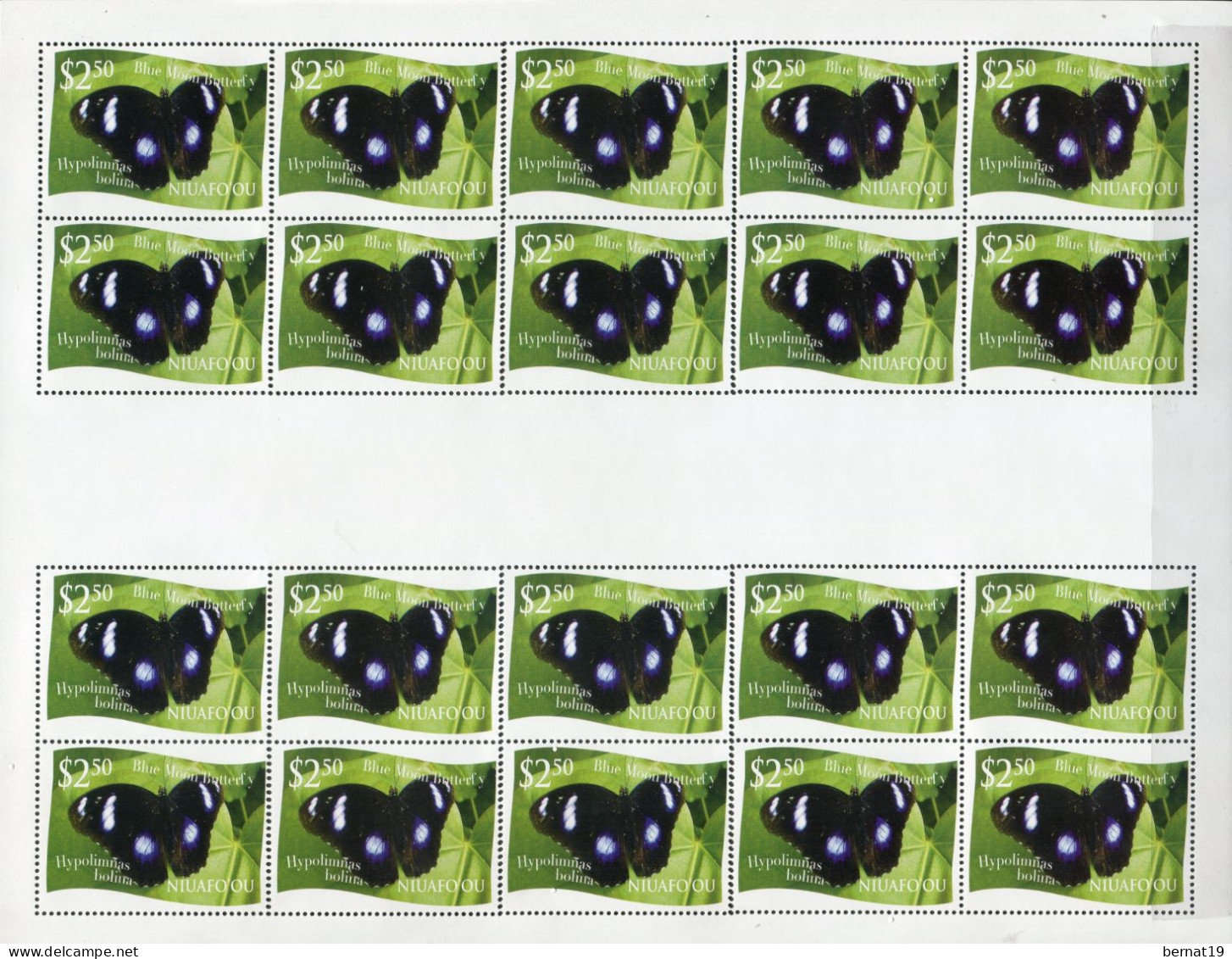 Tonga-Niuafo'ou 2012. Yvert 321-32 X 20 En Pliegos ** MNH Butterflies (VC 1.800€) - Tonga (1970-...)