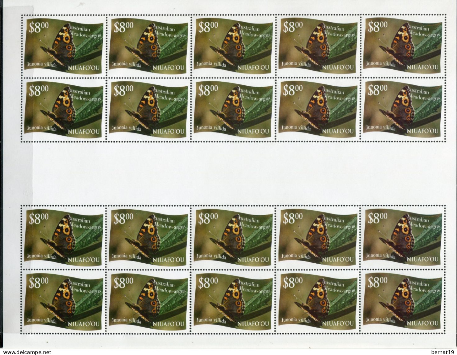 Tonga-Niuafo'ou 2012. Yvert 321-32 x 20 en pliegos ** MNH Butterflies (VC 1.800€)