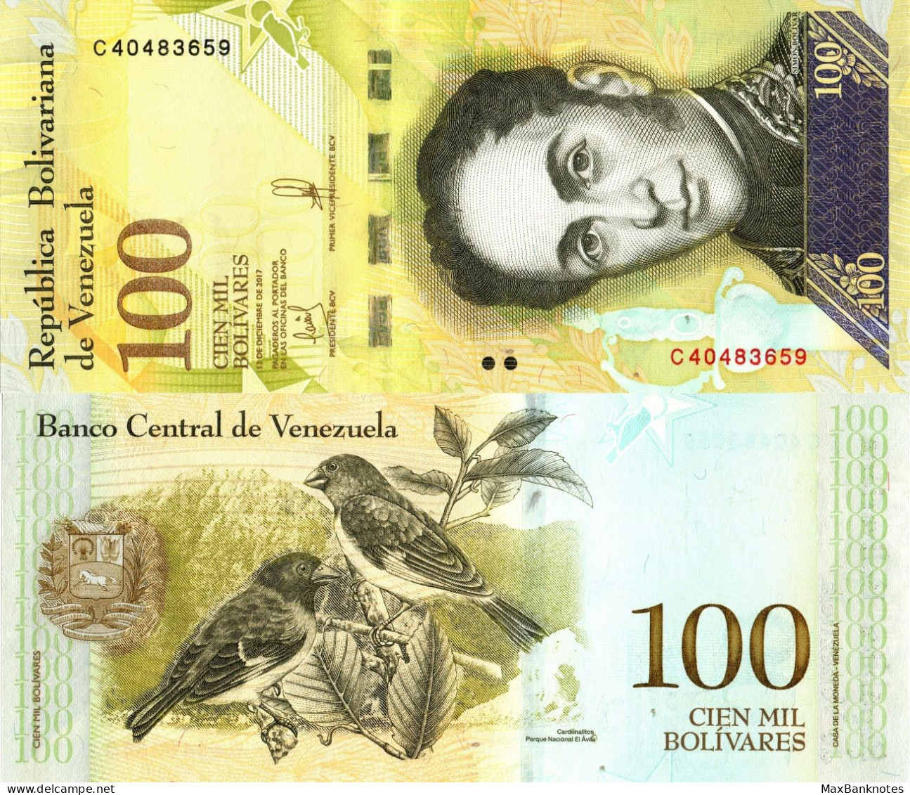 Venezuela / 100.000 Bolivares / 2017 / P-100(b) / UNC - Venezuela