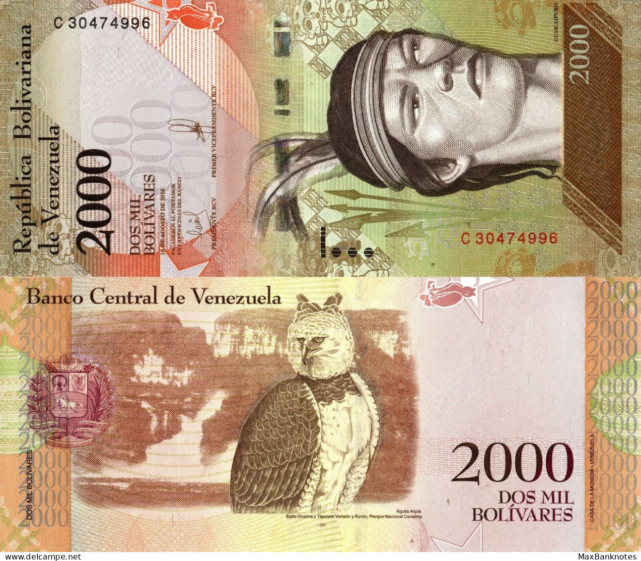 Venezuela / 2.000 Bolivares / 2016 / P-96(a) / UNC - Venezuela