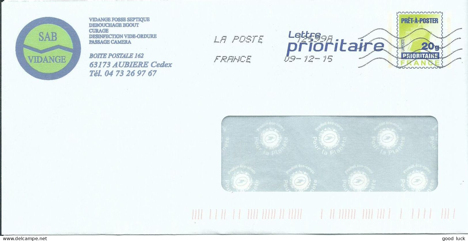 FRANCE PAP REPIQUE AUBIERE ( PUY DE DOME ) DE 2015 LETTRE COVER - PAP : Sovrastampe Private