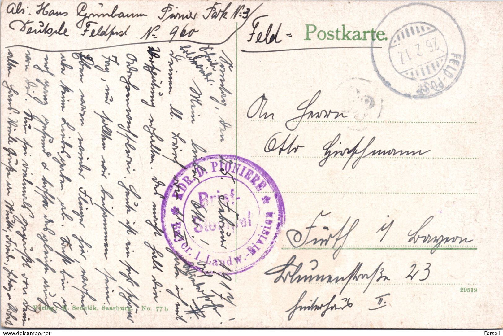 Dahlheim Bei Mörchingen , Häuser Und Kirche (Feldpost Stempel 1917) - Lothringen