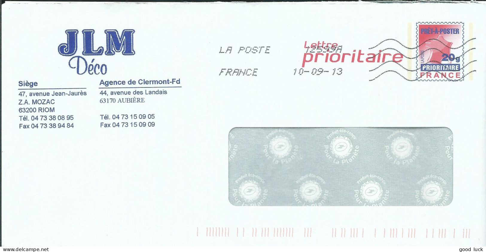 FRANCE PAP REPIQUE AUBIERE ( PUY DE DOME ) DE 2013 LETTRE COVER - PAP : Sovrastampe Private