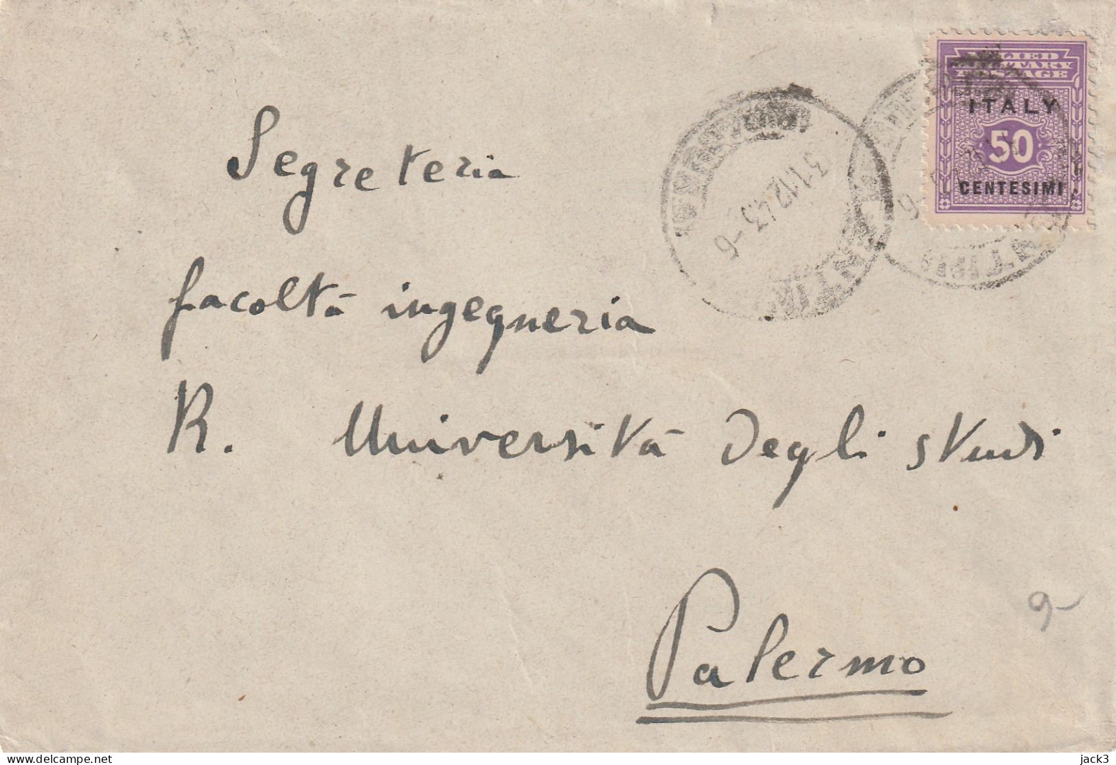 BUSTA - STORIA POSTALE - ALB. - AMGOT 50CENT - Ocu. Anglo-Americana: Sicilia