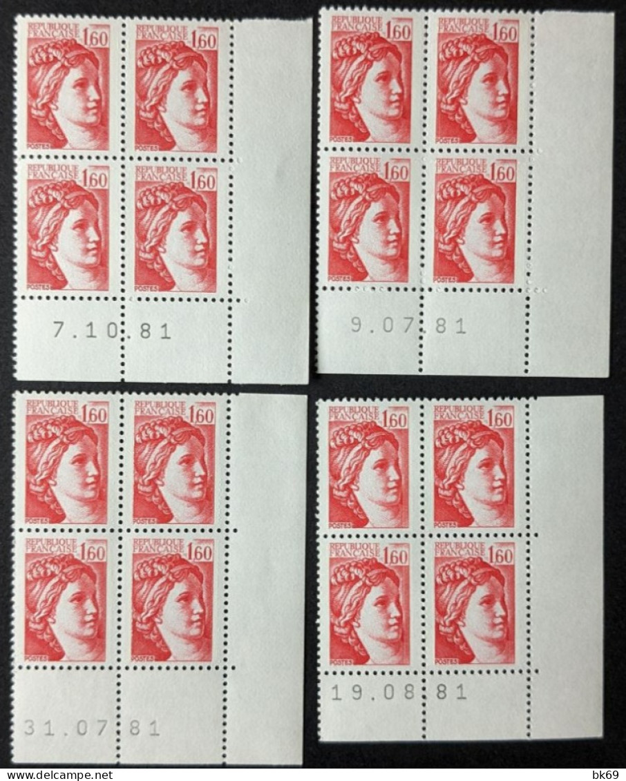 N°2155** Sabine Coins Datés X4 - 1980-1989