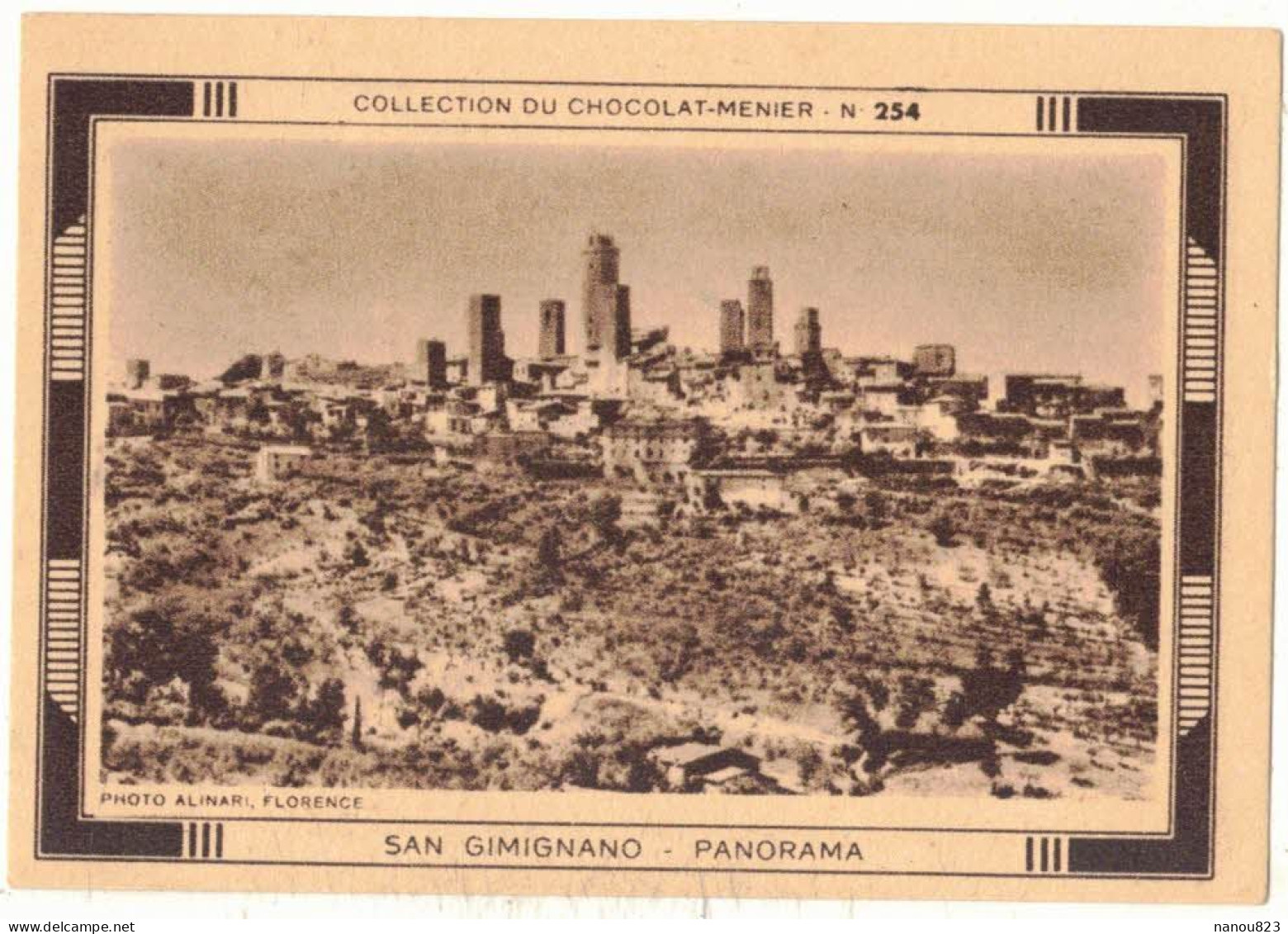 IMAGE CHROMO CHOCOLAT MENIER LAIT N° 254 ITALIE SIENNE TOSCANE SAN GIMIGNANO PANORAMA GEOGRAPHIE - Menier