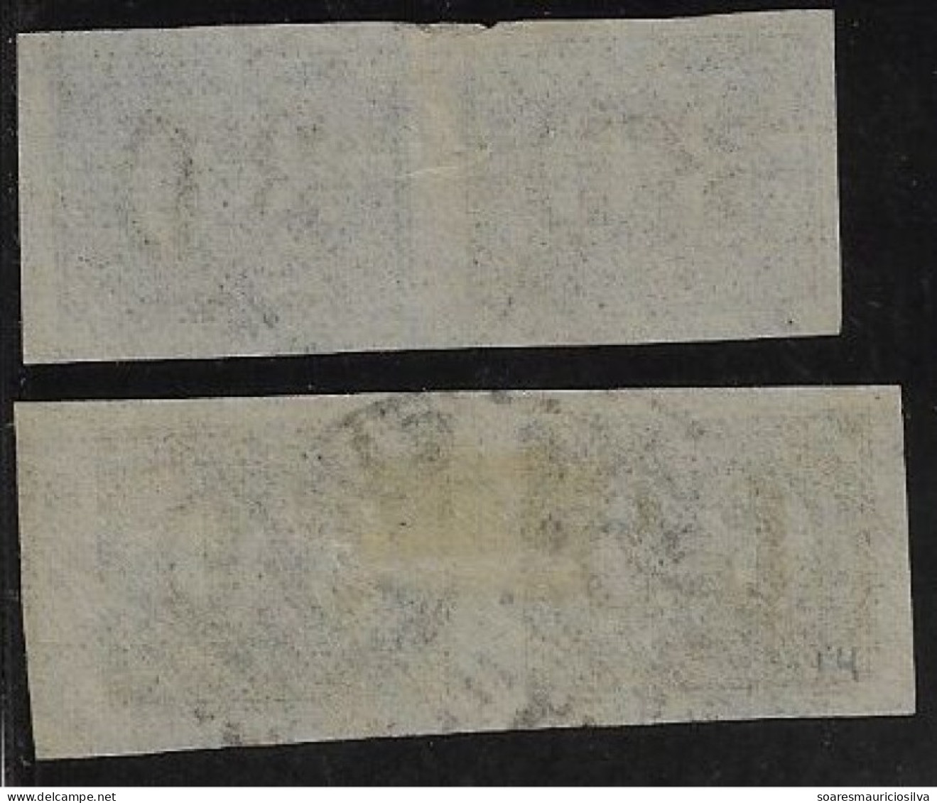 Brazil Year 1850 RHM-13/14 Vertical Number 30 And 60 Réis 2 Used Horizontal Pair Of Stamp (catalog US$64) - Lot 2 - Used Stamps