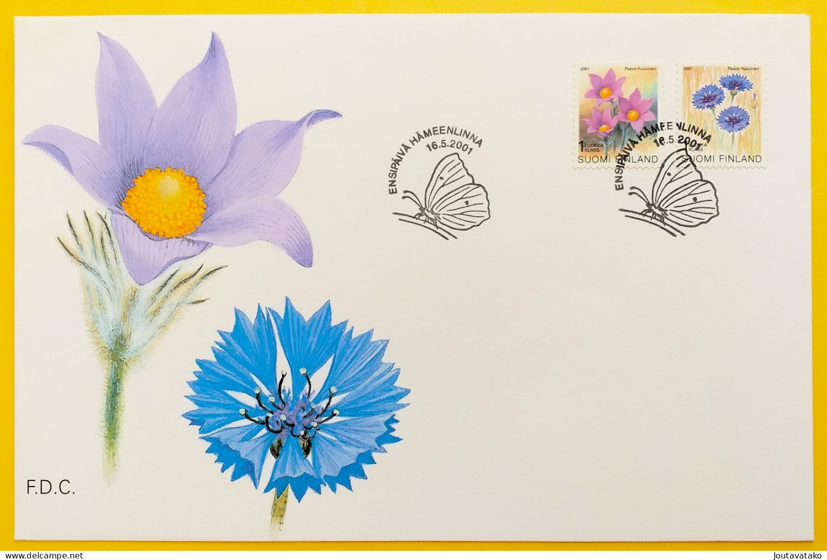 Finland FDC 2001 - Regional Flowers - Cornflower, Eastern Pasqueflower - MiNo 1575I, 1576I - FDC