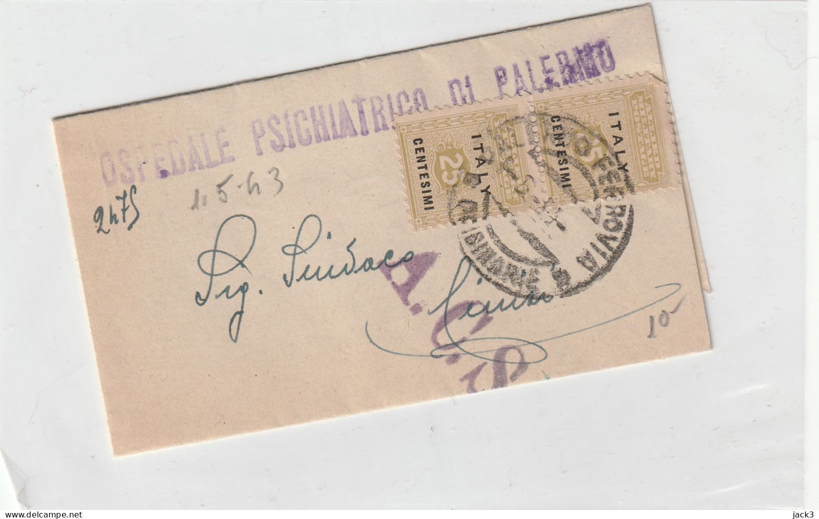 PIEGO - STORIA POSTALE - ALB. -  AMGOT 25CENT - Anglo-Amerik. Bez.: Sicilë