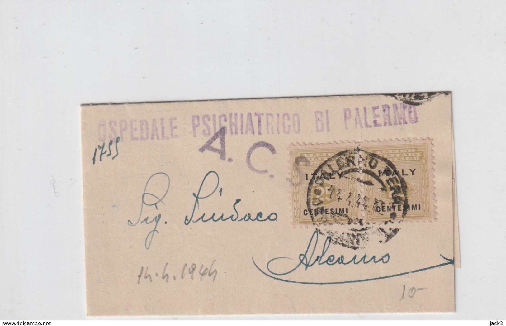 PIEGO - STORIA POSTALE - ALB. -  AMGOT 25CENT - Anglo-american Occ.: Sicily