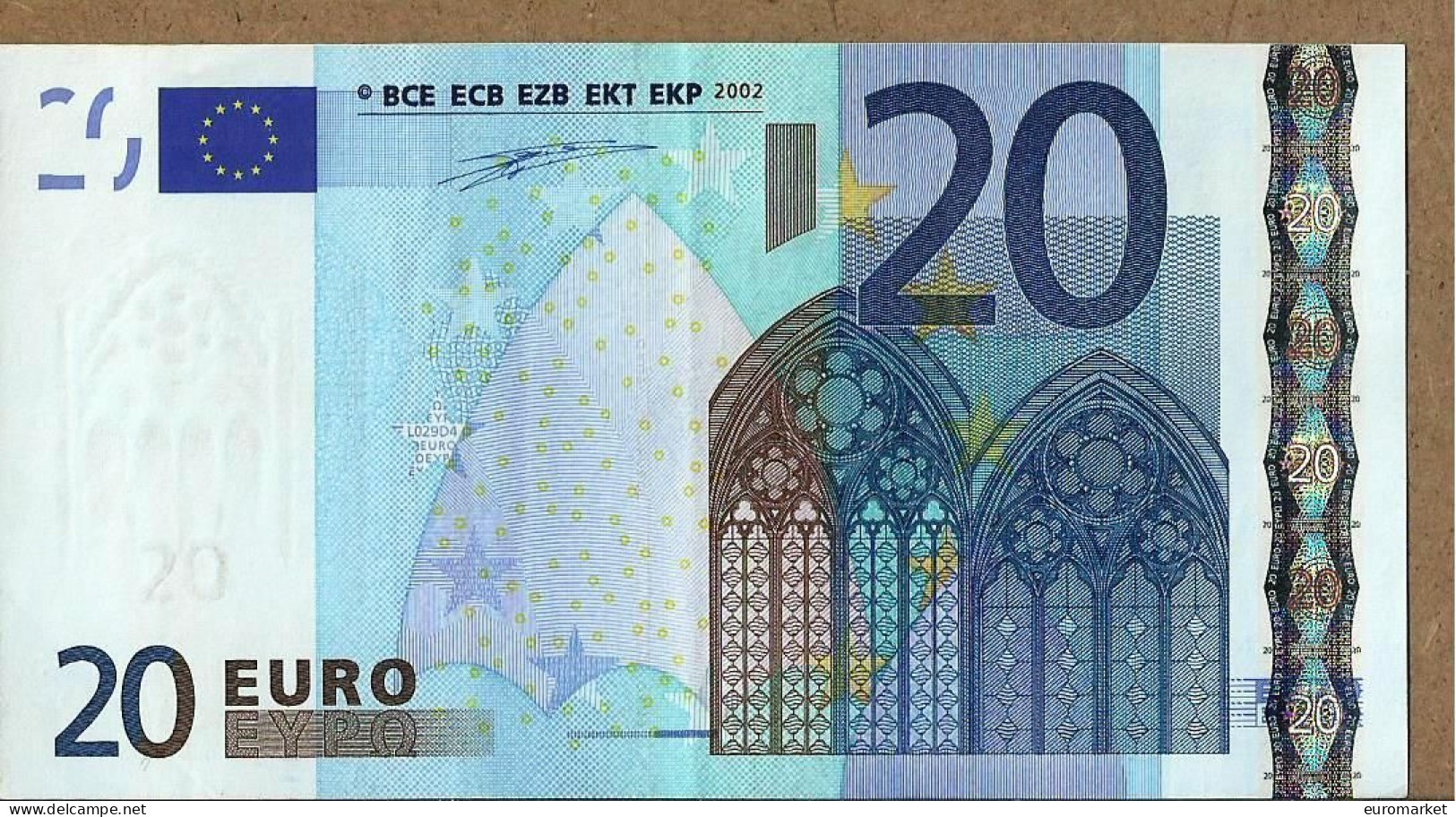 20 EURO "U" L029 FRANCE - FRANCIA AUNC - NEUF DUISENBERG (PLIAGE CENTRAL) - 20 Euro