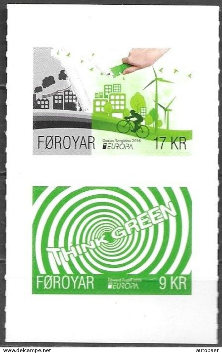 Faroe Faroer Faeroe Féroé Färöer 2016 Europa Cept Think Green Mi.no. 861-62 MNH Neuf ** Postfrisch Self Adhesif - 2016