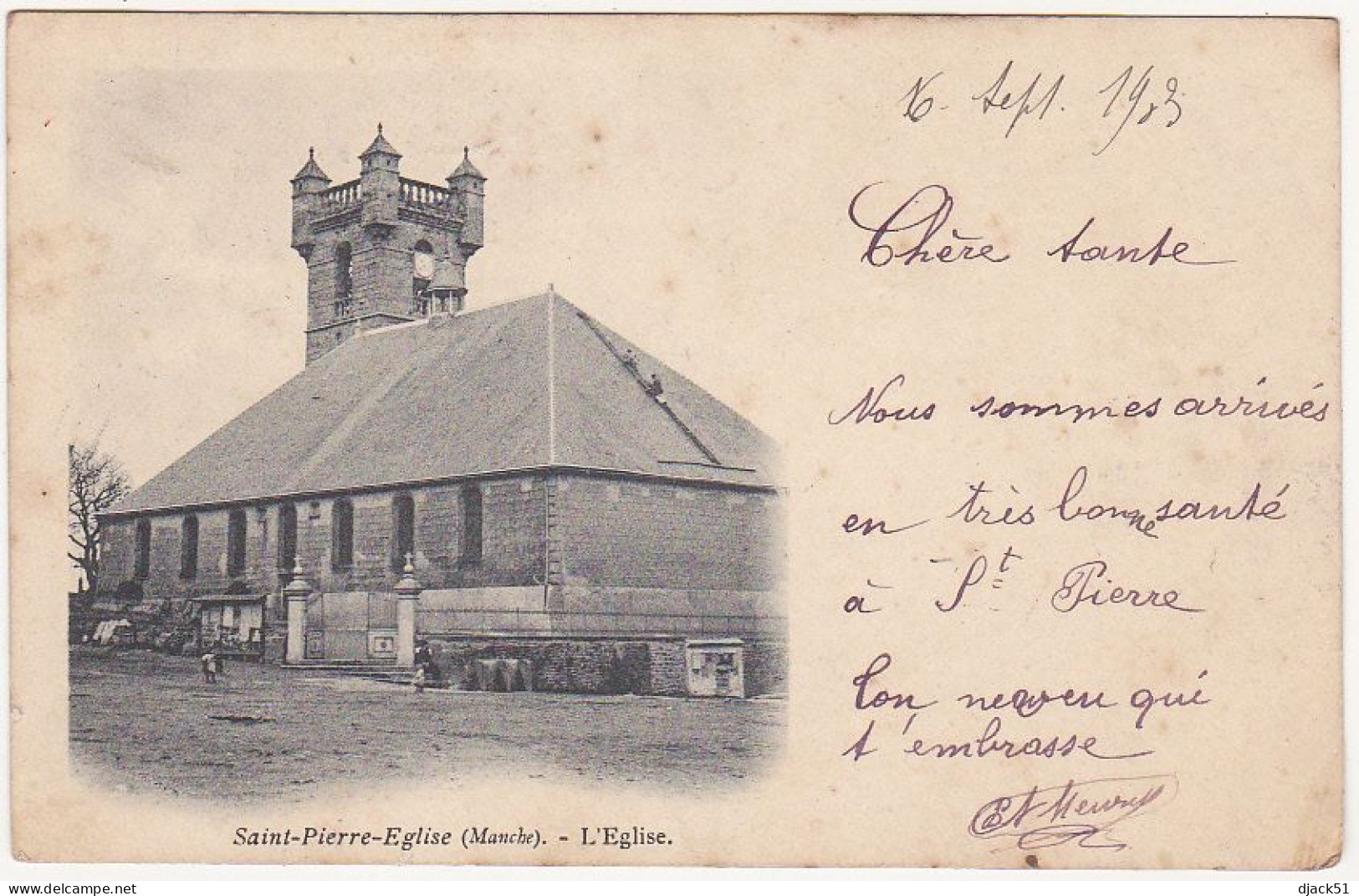 50 - Saint-Pierre-Eglise (Manche) - 1903 - L'Eglise - Carte Précurseur - Saint Pierre Eglise