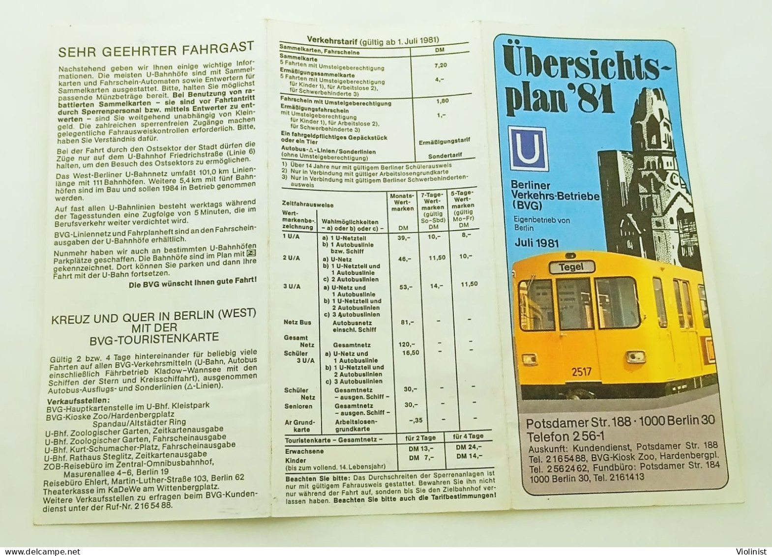 Germany-Berlin -BVG-Übersichtsplan 1981. - Europe