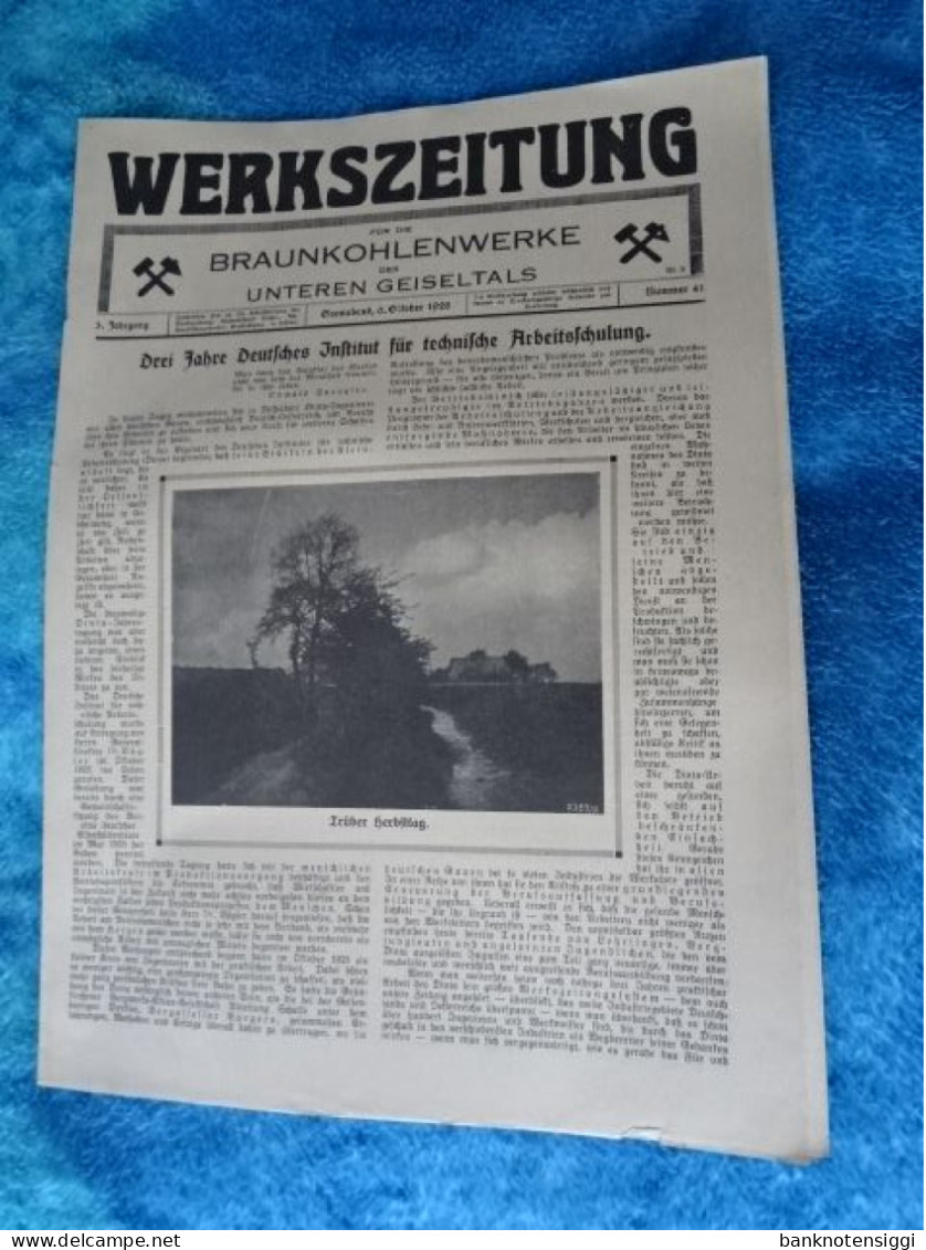 Originale WERKZEITUNG: Für Die Braunkohlenwerke 1928 Nr.41 - Politica Contemporanea