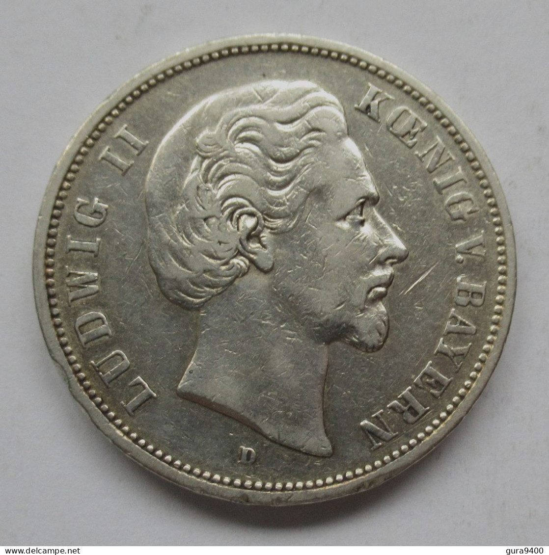 Bayern 5 Mark, 1875  Ludwig II - 2, 3 & 5 Mark Argent