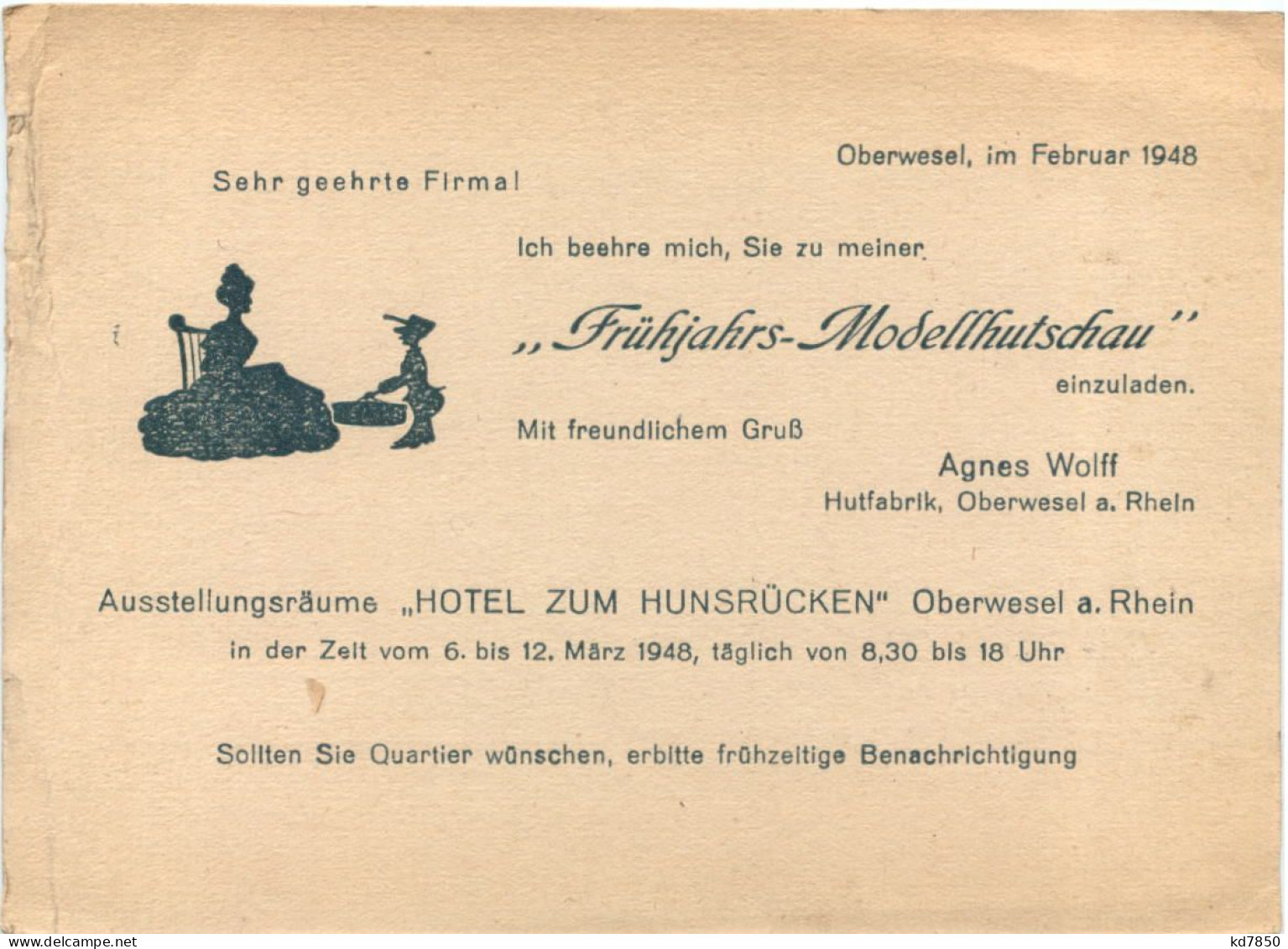 Oberwesel - Hutfabrik Agnes Wolff - Oberwesel