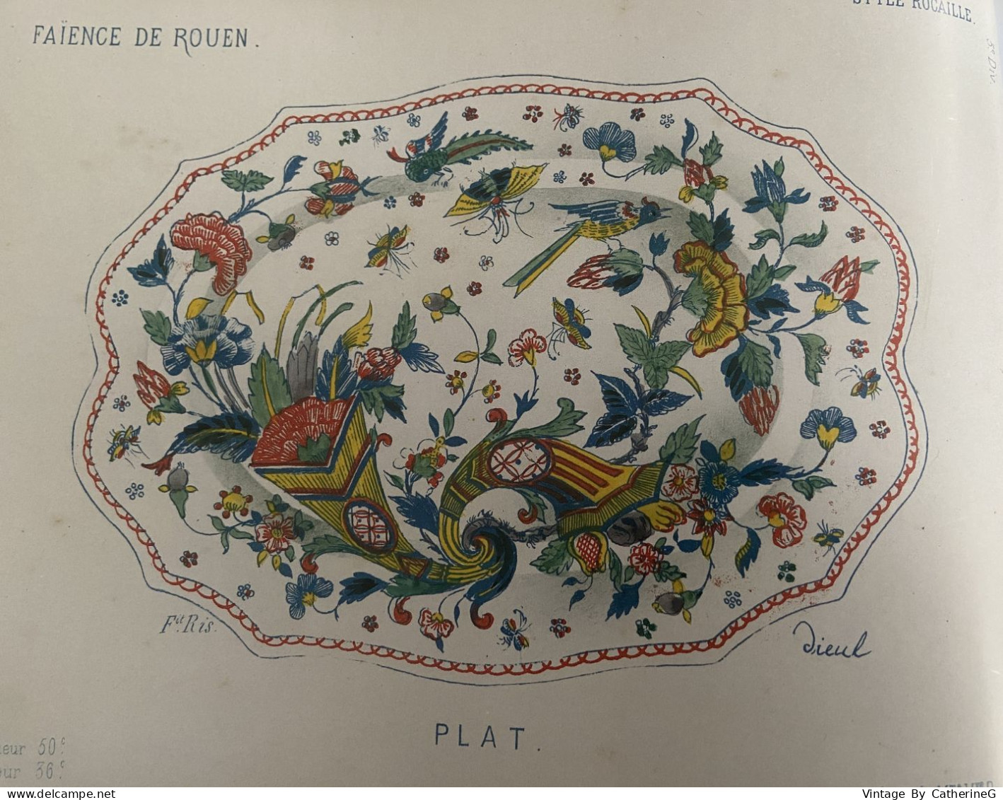 Coupelle DESVRES Fourmaintraux Hornoy Style ROUEN Rocaille - à la corne 1867-1877  9.5x9.5cm #madeinfrance #240013