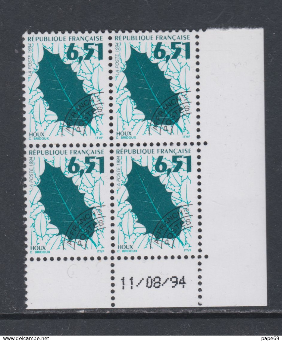 France Préoblitéré N° 235 XX Feuilles D'arbres : 6 F. 51  En Bloc De 4 Coin Daté Du 11 / 08 / 94;  Sans Charnière TB - Precancels