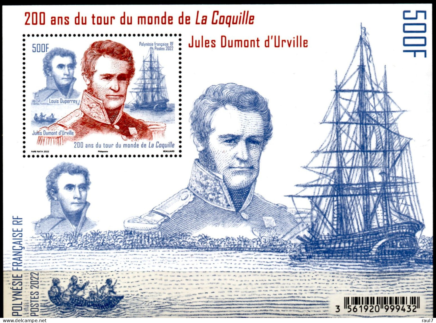 Polynésie Française 2022 - Dumont D'Urville, 2emme émission Avec Correction 200 Ans - BF Neuf // Mnh - Neufs