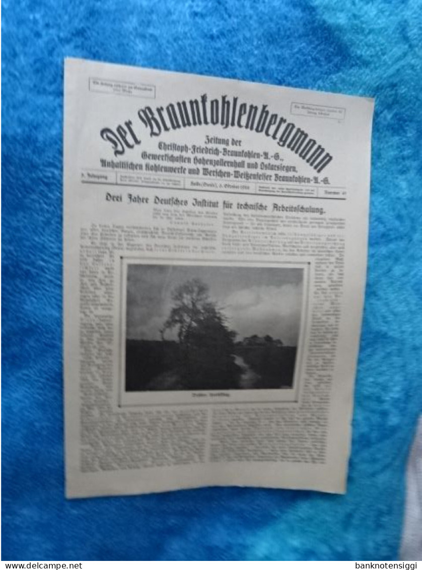 Originale Zeitung "Der Braunkohlebergmann" Halle/Saake 1928 Nr. 41 - Política Contemporánea